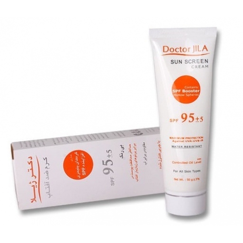 کرم ضدآفتاب SPF95 بی رنگ انواع پوست دکتر ژیلا 50 گرم