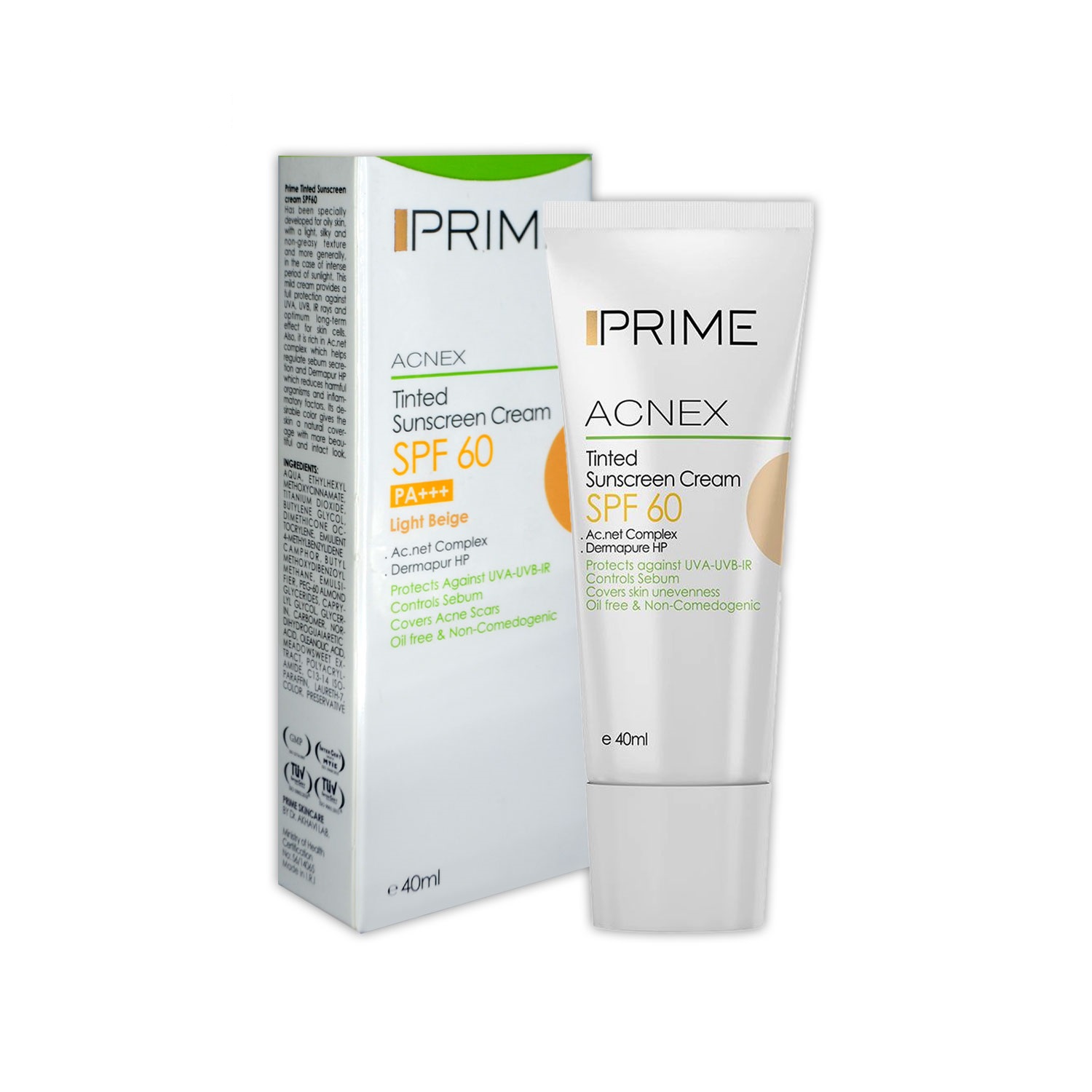 کرم ضدآفتاب پریم   spf60 رنگی  بژ روشن