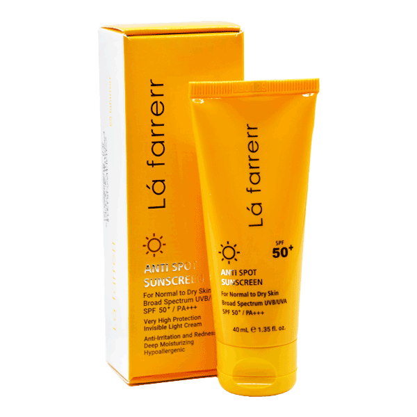 کرم ضد آفتاب و ضد لک بی رنگ مخصوص پوست خشک و معمولی SPF50 لافارر