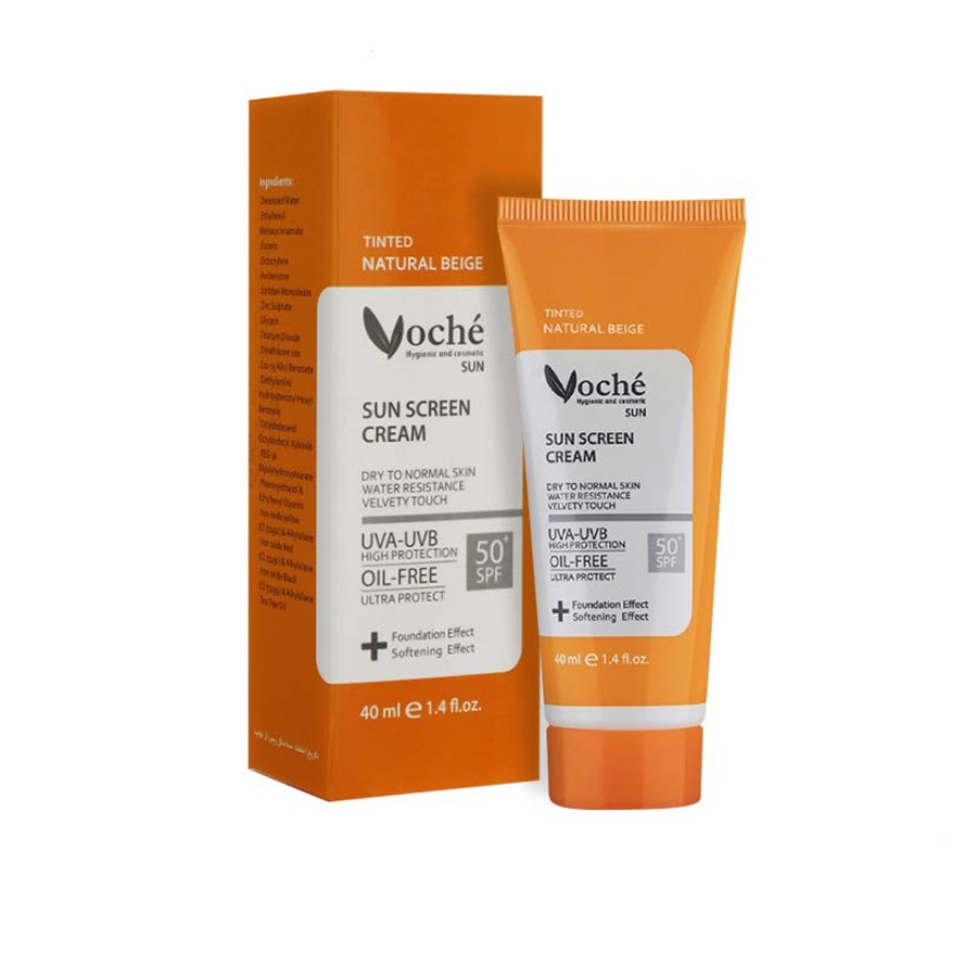 کرم ضد آفتاب وچه  +spf 50  با رنگ بژ طبیعی مناسب پوستهای خشک و معمولی