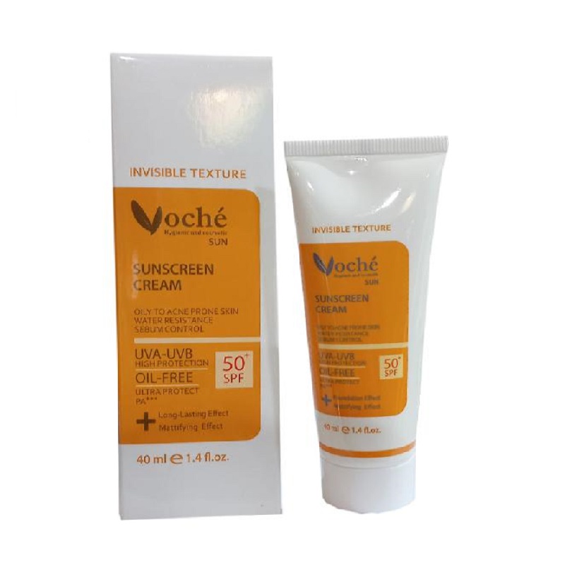 کرم ضد آفتاب وچه   +spf 50 بدون رنگ مناسب پوستهای چرب و مستعد آکنه voche invisible