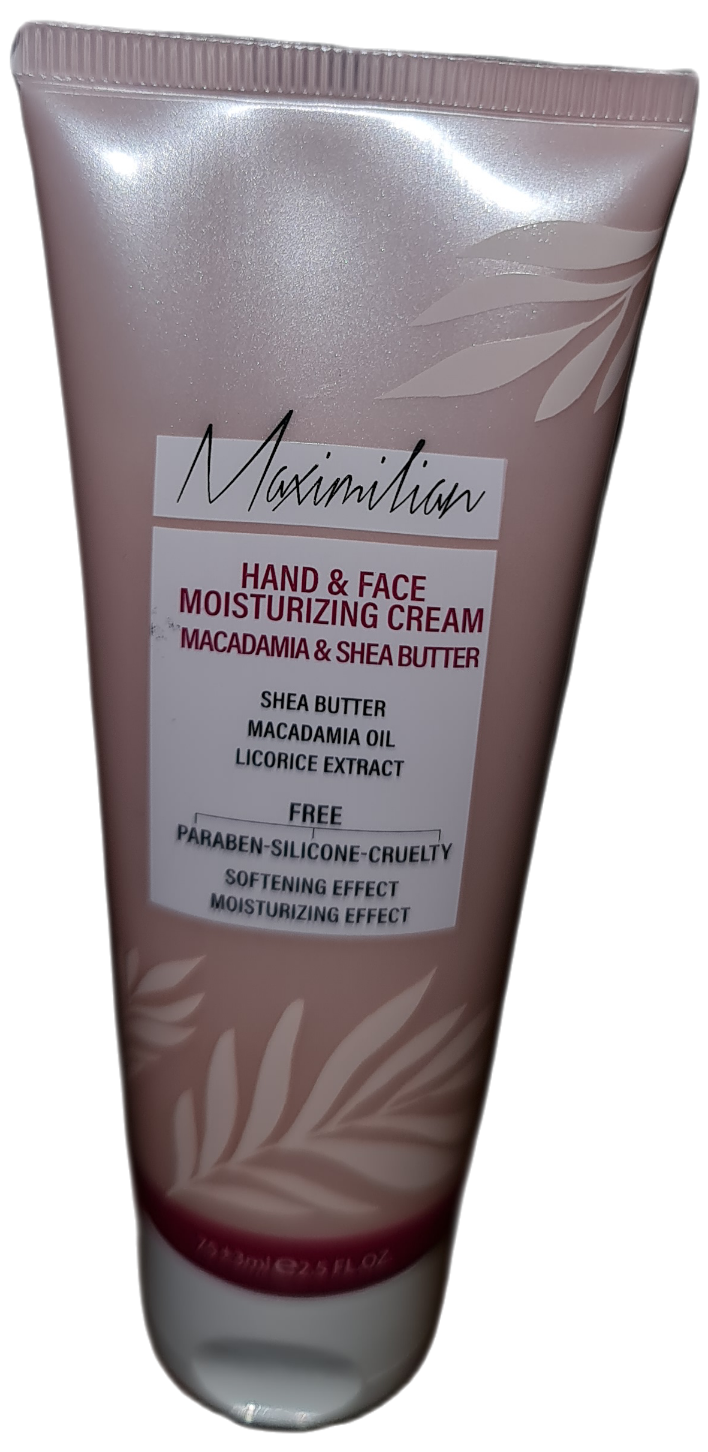 کرم تیوبی مرطوب کننده دست و صورت ماکادمیا و شی باتر برند ماکسیمیلیان maximilian
