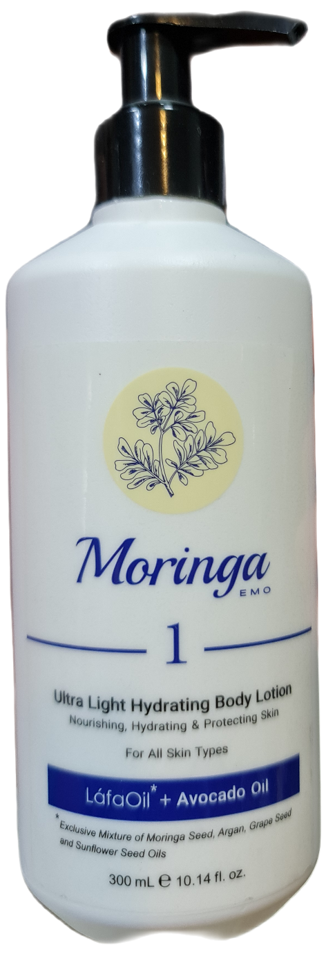 لوسیون بدن فوق سبک و آبرسان انواع پوست مورینگا امو شماره یک MORINGA 1