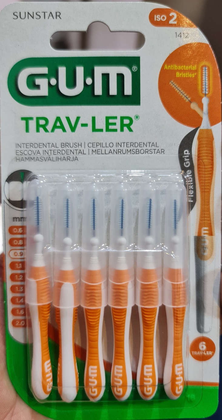 برس بین دندانی تراولر ۰.۹ میلی متر، برند گام GUM نارنجی ISO2