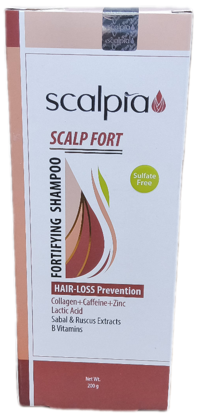 شامپو تقویت کننده ی مو سر اسکالپ فورت  انواع مو اسکالپیا۲۰۰ میلی لیتر Scalpia