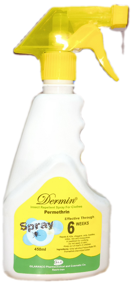 اسپری محلول دافع حشرات البسه ۴۵۰ میلی لیتر (شپش) درمین، INSECT REPELENT