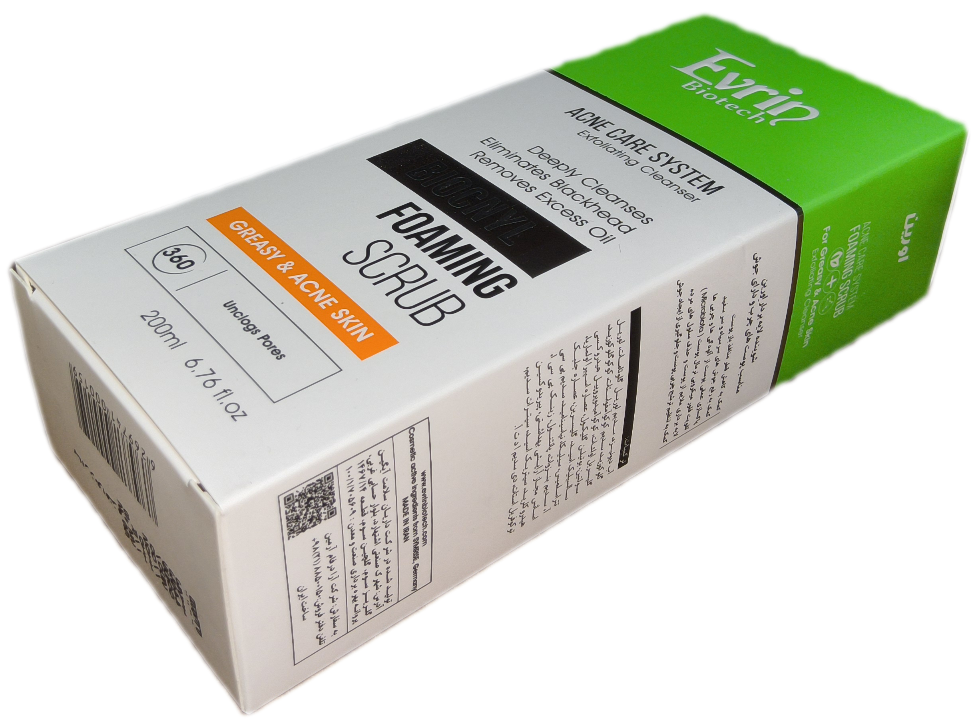 فوم شوینده لایه بردار مناسب پوستهای چرب و دارای جوش برند اورین، BIOCNYL FOAMING SCRUB 200 ML