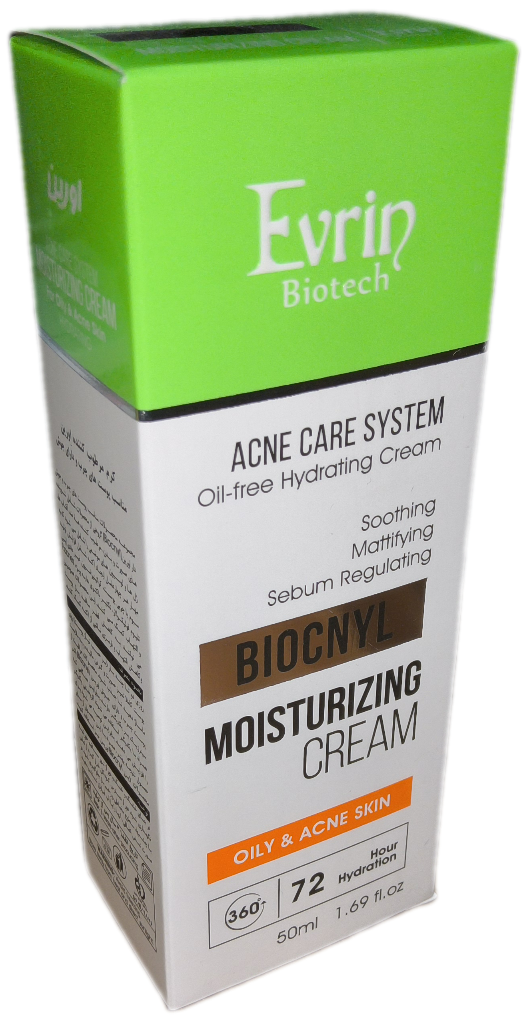 کرم مرطوب کننده اورین مناسب پوستهای چرب و دارای جوش برند اورین، BIOCNYL MOISTURING CREAM 50 ML