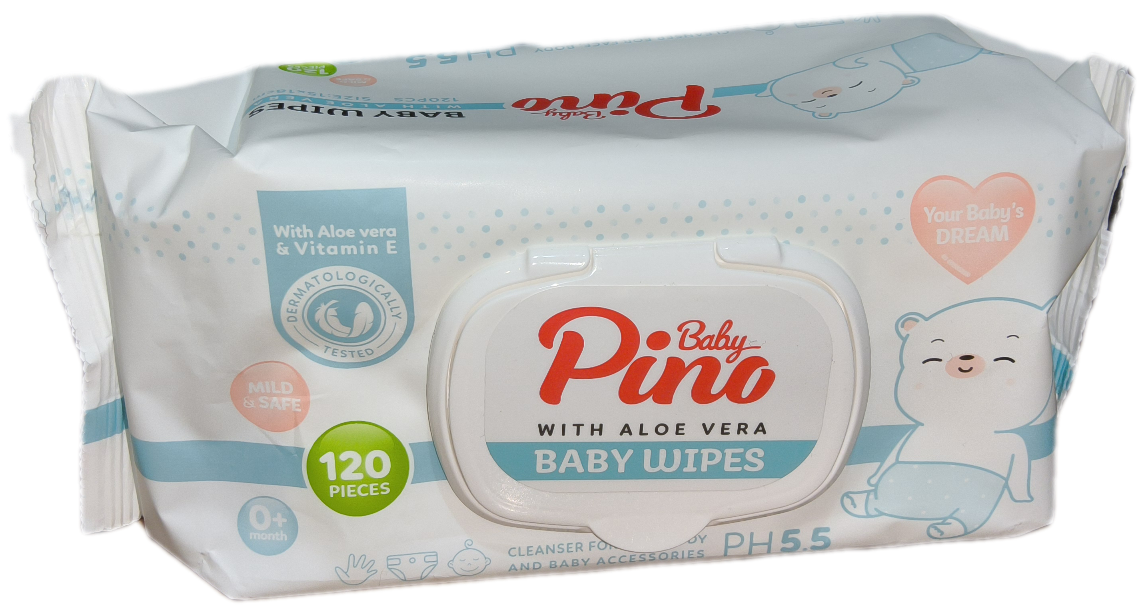 دستمال مرطوب کودک برند پینو بی بی 120 عددی PINO BABY WET WIPES ALOE VERA