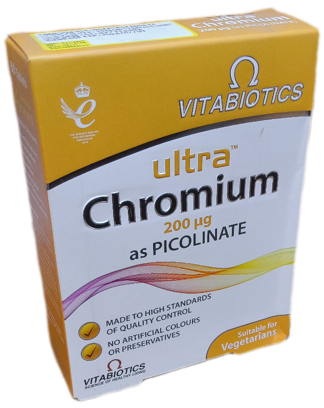 قرص اولترا کروم ویتابیوتیکس ۶۰ عددی، ULTRA CHROMIUM VITABIOTICS