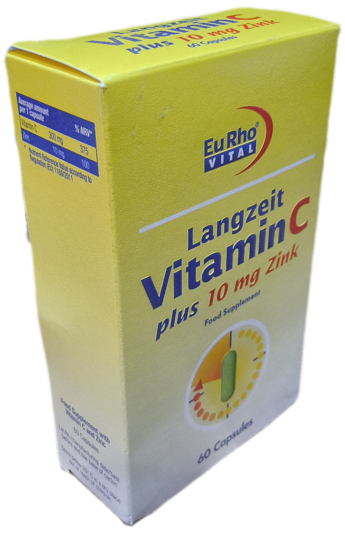کپسول ویتامین سی پلاس زینک یوروویتال شصت عددی، LANGZEIT VITAMIN C PLUS ZINK 10 MG