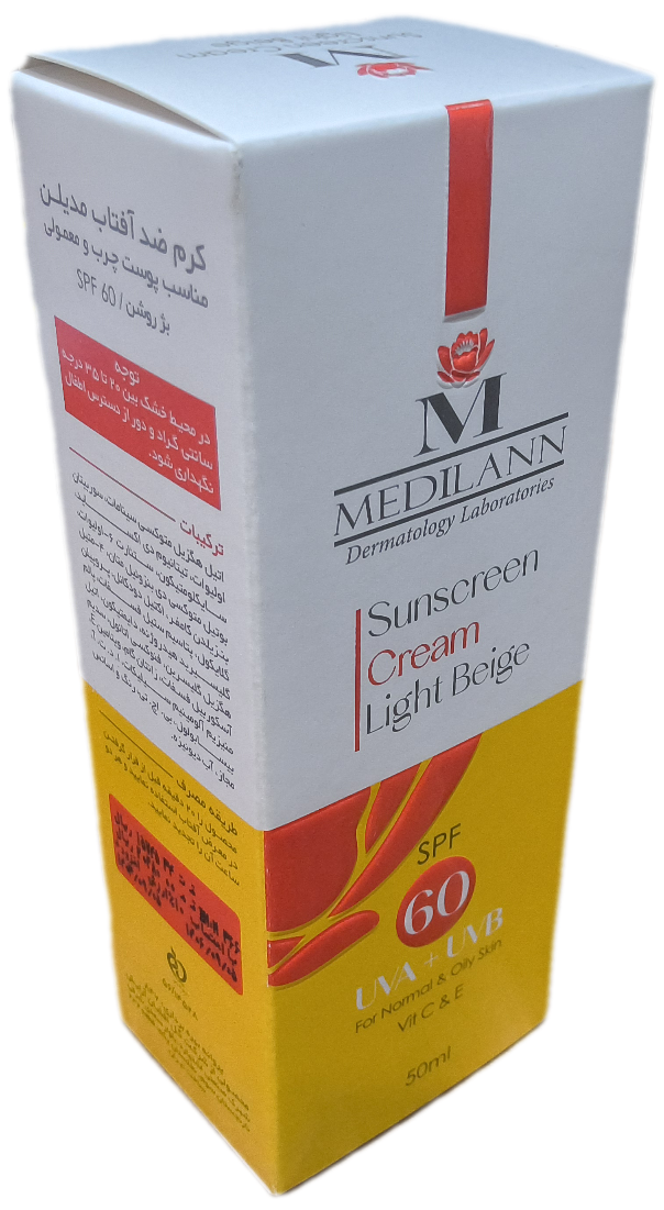 کرم ضدآفتاب مدیلن پوست چرب ومعمولی بژ روشن، SPF60 UVA,UVB 50 ML