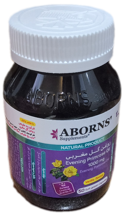 کپسول نرم روغن گل مغربی ابورنز ۱۰۰۰ میلی گرم ۵۰ عددی، EVENING PRIMROSE OIL ABORNS