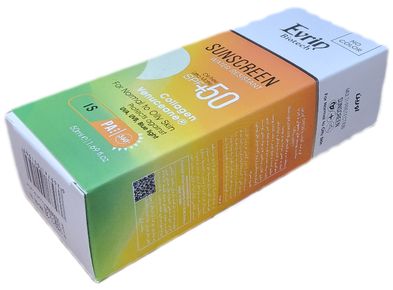 کرم ضدآفتاب بی رنگ موست معمولی و چرب اورین ۵۰ میلی لیتر، SUNSCREEN EVRIN SPF 50