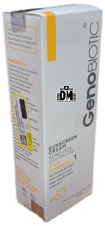 کرم ضدآفتاب بیرنگ ژنو پوست های چرب و مختلط فاقد چربی Spf 50 Genobiotic