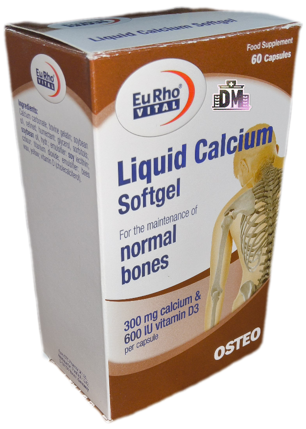 لیکوئید کلسیم سافت ژل 60 عددی یورو ویتال، LIQUID CALCIUM EURHOVITAL